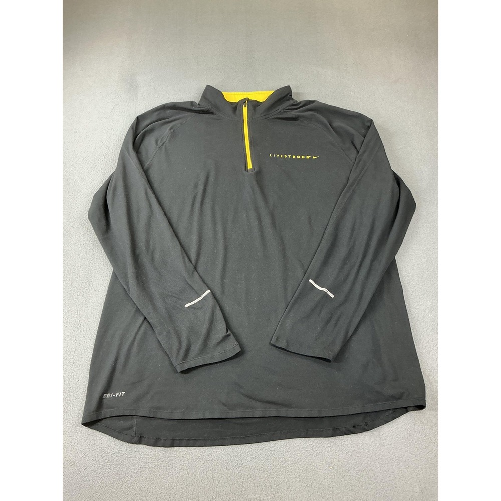 Nike Pullover Mens 2XL Black Dri-FIT Quarter Zip Long Sleeve Livestrong